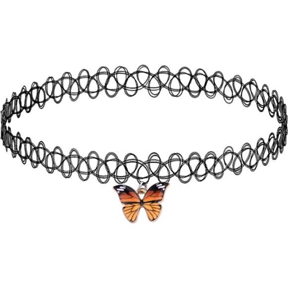 BodyJ4You 2PC Tattoo Choker Necklace - 90s Choker Necklace Women - 2000s Y2K - Picture 2 of 8